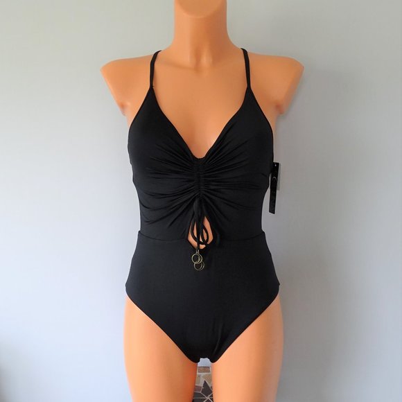 black tie front swimsuit